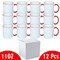 12 Pcs 11OZ Red Rim & Handle Sublimation Mugs With Individual White Boxes